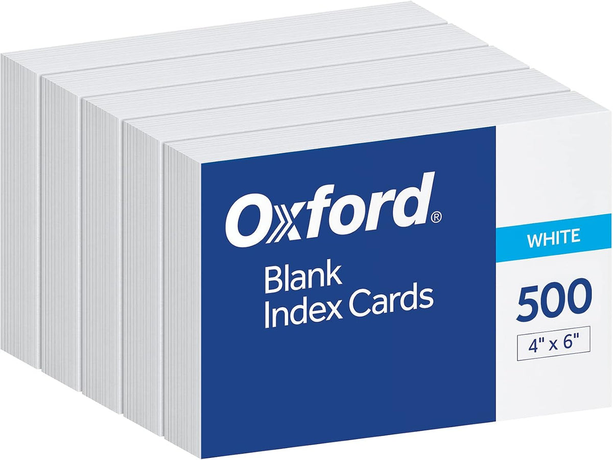 Oxford Index Cards, Index Cards, Blank on Both Sides, White, Cards (40177), 4x6