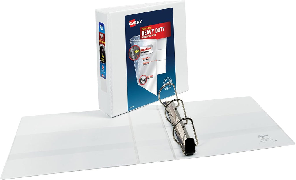 Avery Heavy-Duty View 3 Ring Binder, 3" One Touch Slant Rings, White