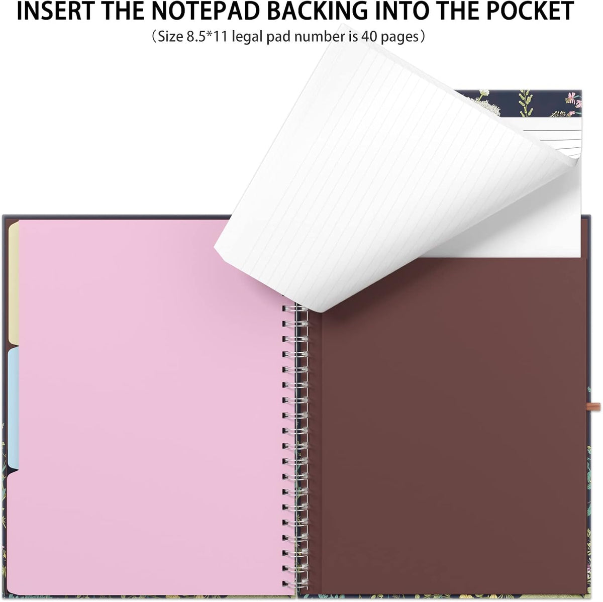Rimilak Spiral Clipboard Folio with Refillable Lined Notepad, Daisy Flower