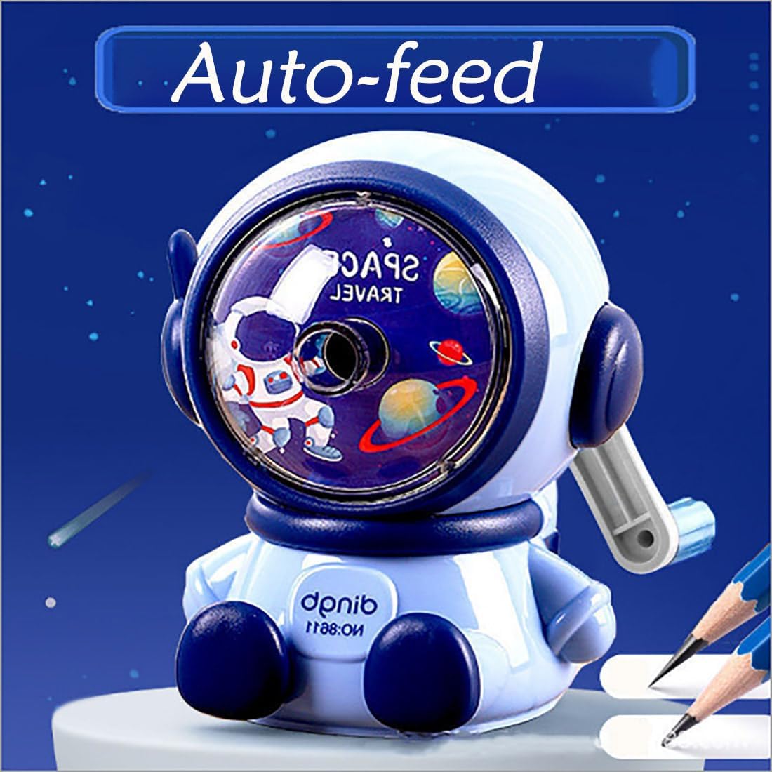 Pencil Sharpener, Hand Crank Manual Sharpener, Auto Pen Feed Feature