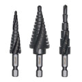 3PCS HSS Nitride Black Step Drill Bits, 31 Step Sizes Total High Speed Steel Step Bits