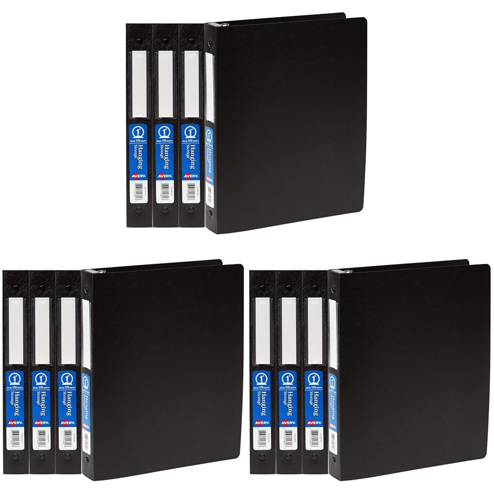 Avery® Hanging Storage 3 Ring Binder, 1" Round Rings, 1 Black Binder