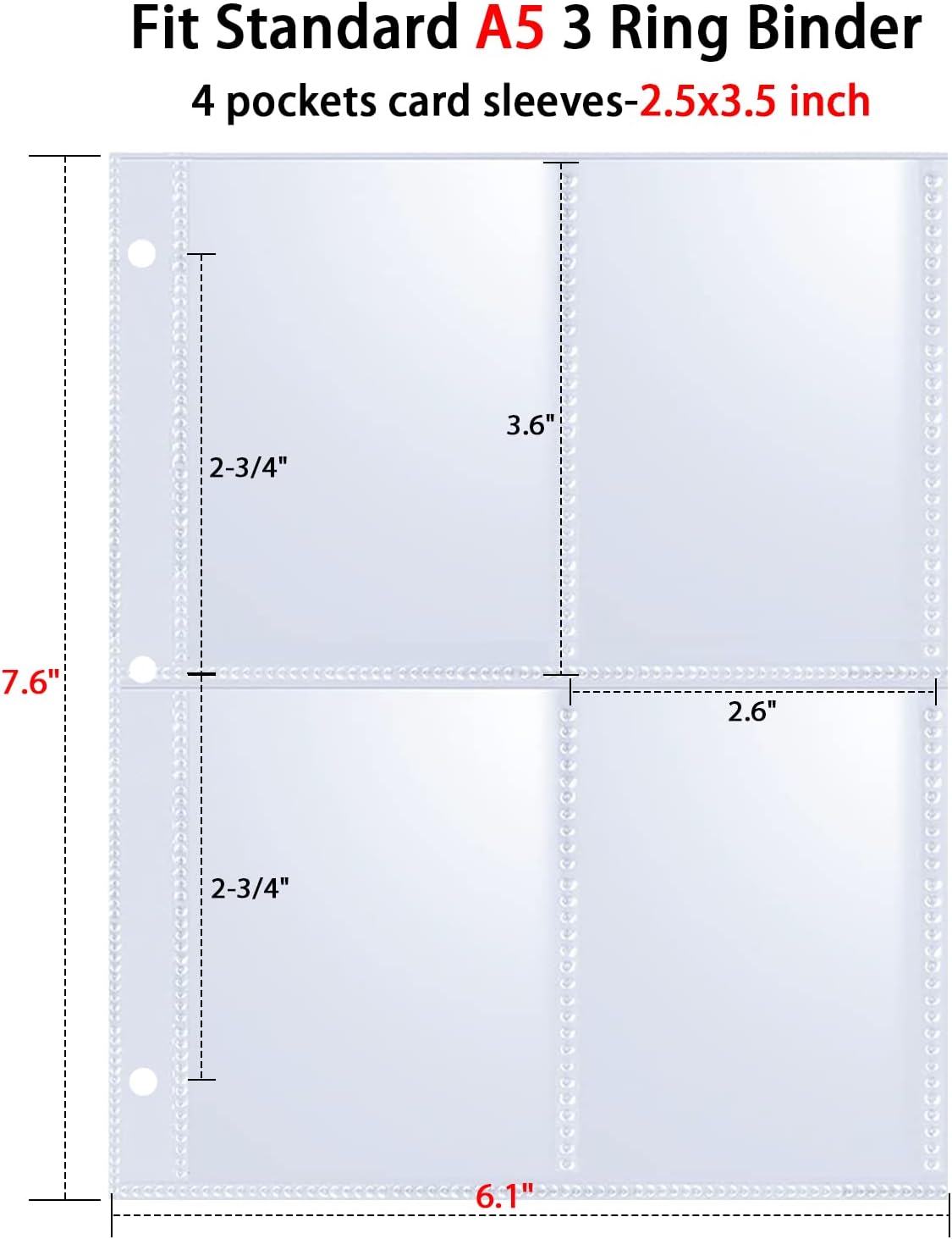 80 Pack 640 Pockets 2.5x3.5 Trading Card Sleeves,A5 Binder 4 Pocket Card Sleeves