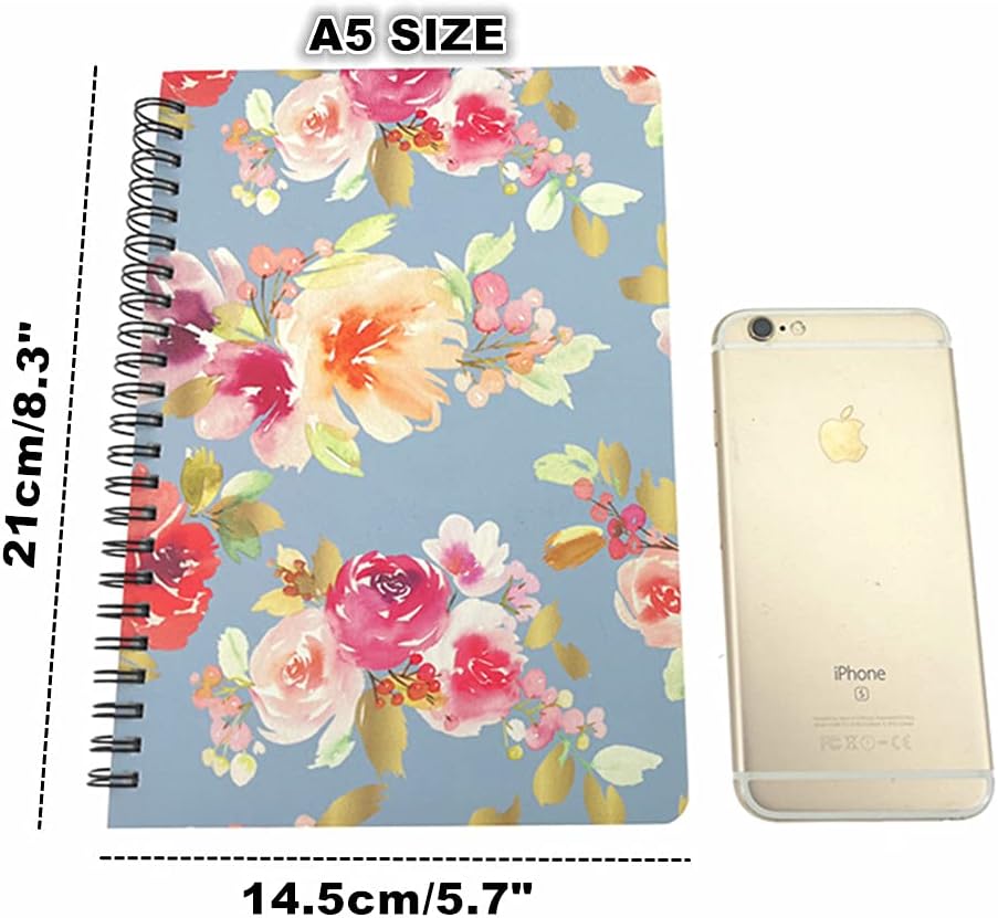 4 Pack A5 Spiral Notebook Journal,Wirebound Ruled Sketch Book Notepad Diary Memo Planner