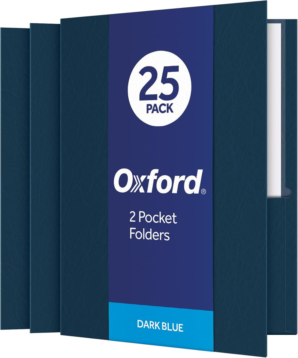 Oxford Twin-Pocket Folders, Textured Paper, Letter Size, Dark Blue, Holds 100 Sheets