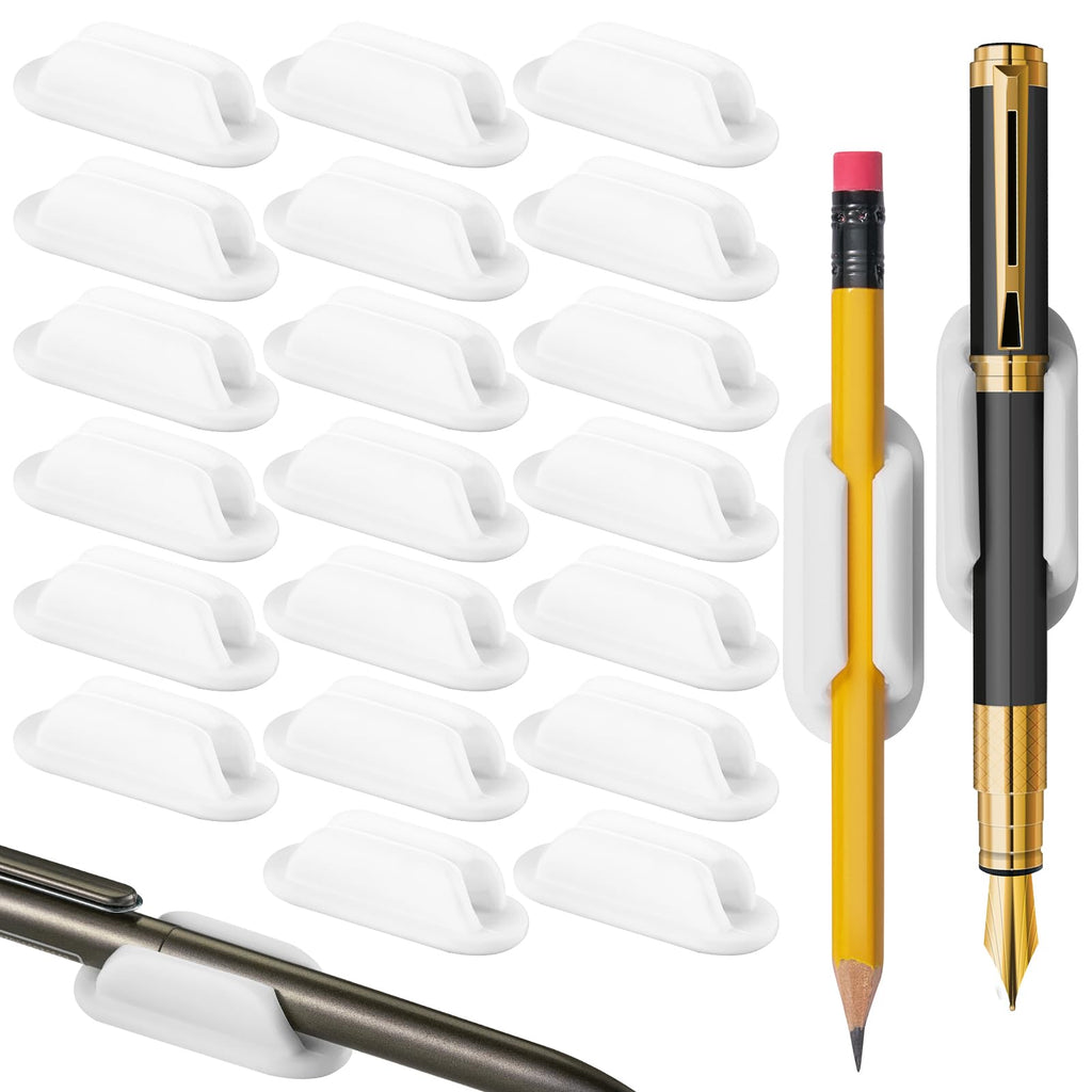 VZZNN 20 Pack Adhesive Pencil Holders for Desk Flexible Silicone Pen Holder Marker