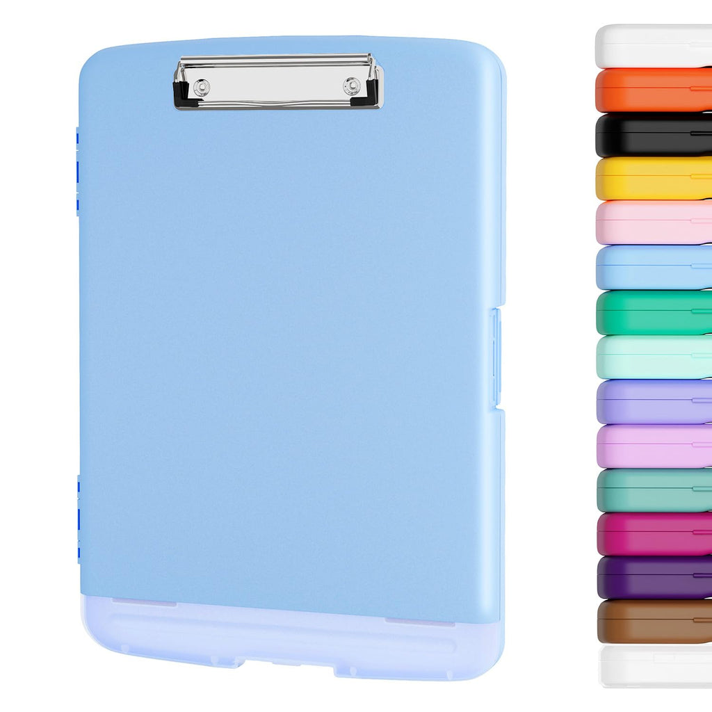 Piasoenc Clipboard with Storage, 8.5 x 11 Clip Board with Pen Holder, Red