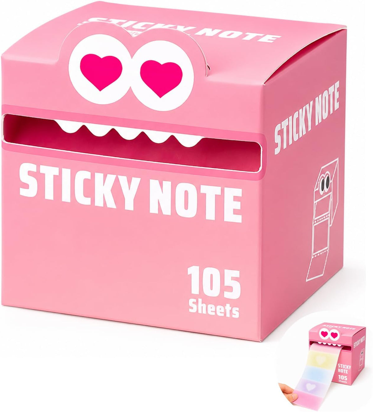 105 Sheets Transparent Pull-Out Sticky Notes,Cute Fruit Monster Pop Up Sticky Notes