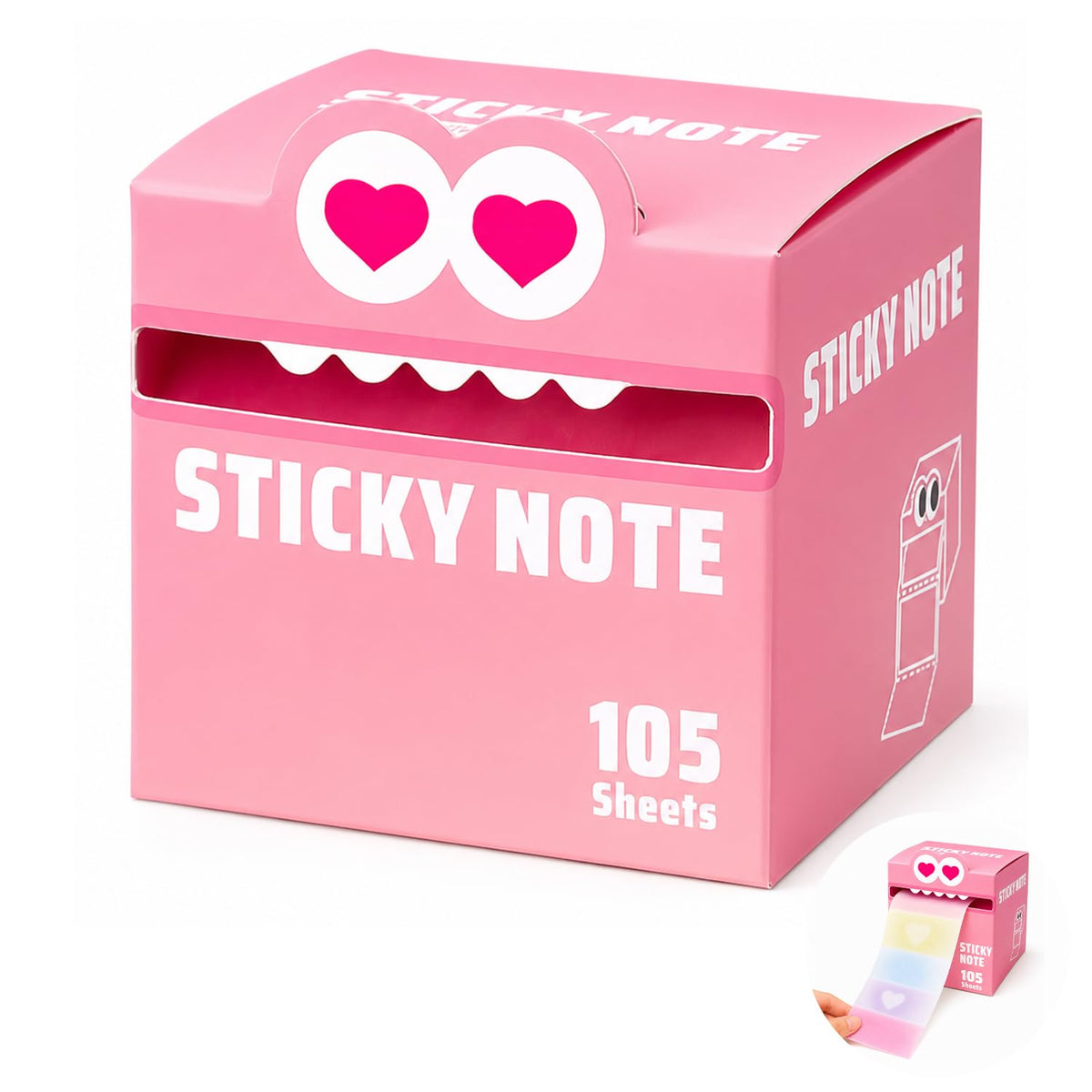105 Sheets Transparent Pull-Out Sticky Notes,Cute Fruit Monster Pop Up Sticky Notes