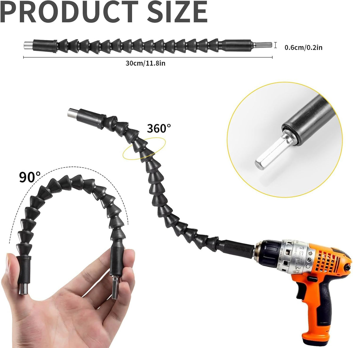 17 Pcs Flexible Drill Bit Extension Set & 105° Right Angle Drill Attachment