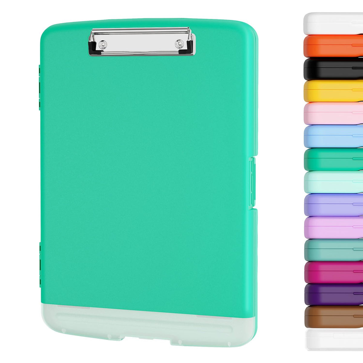 Piasoenc Clipboard with Storage, 8.5 x 11 Clip Board with Pen Holder, Red