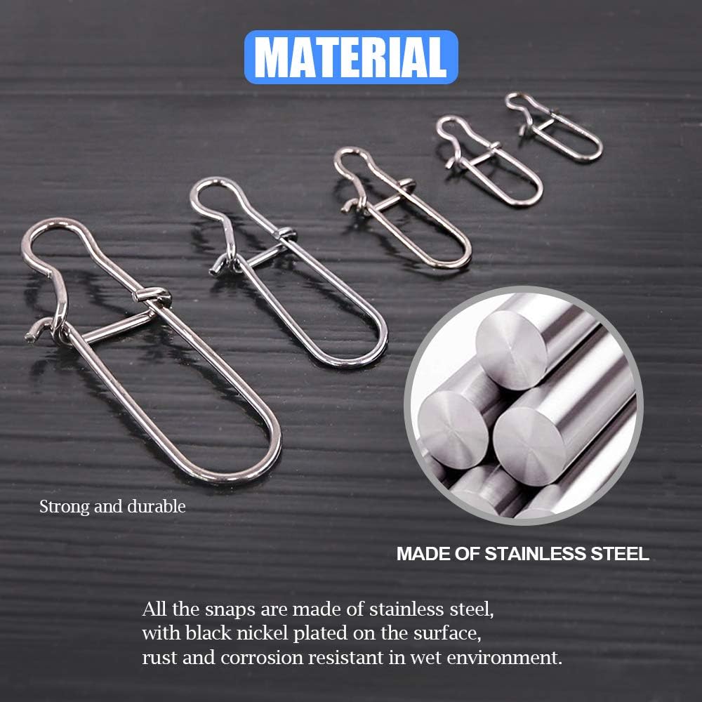 Glarks 250Pcs #1#2#4#6#8 Strong Stainless Steel Duo Lock Snaps Nice Swivel Slid Rings