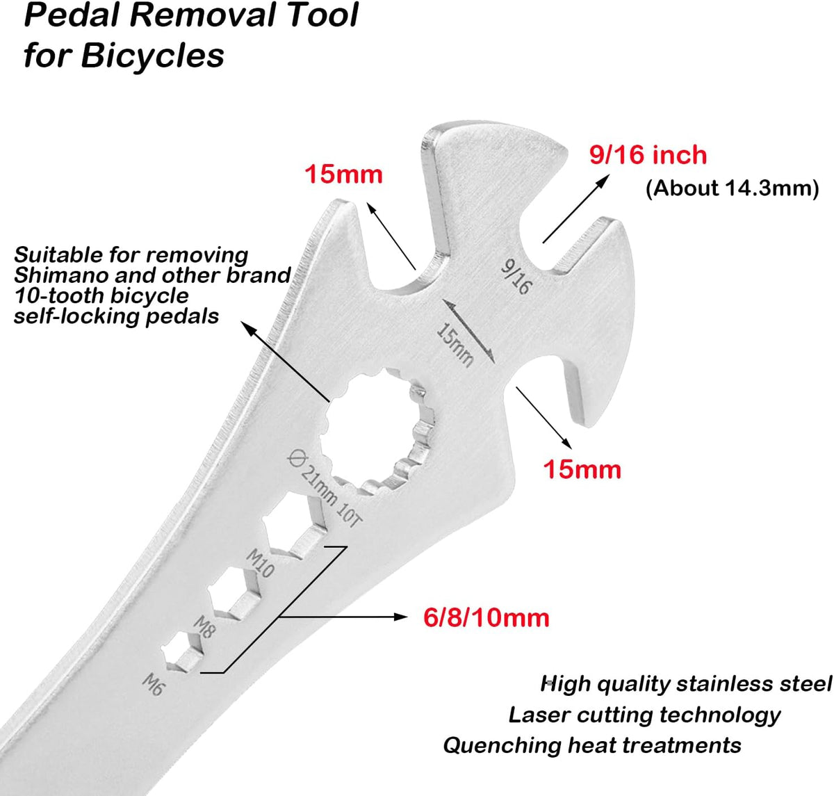4 in 1 Bicycle Bike Pedal Wrench Bicycle Pedal Removal Tool with 320mm Extra Long Handle