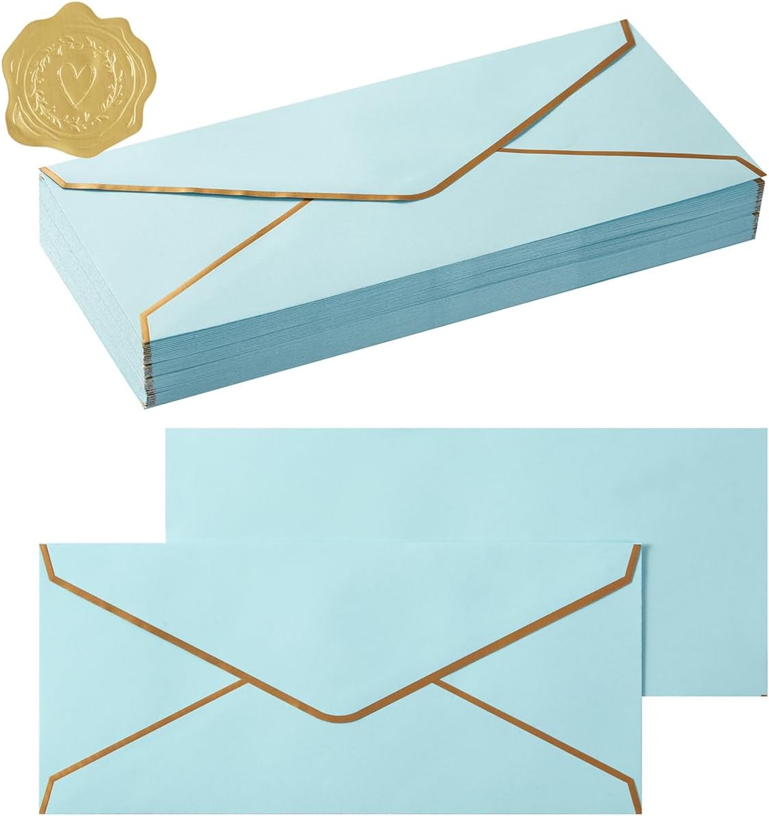 50 Pack #10 Business Envelopes, Light Blue, 4 1/8 x 9 1/2 Inches