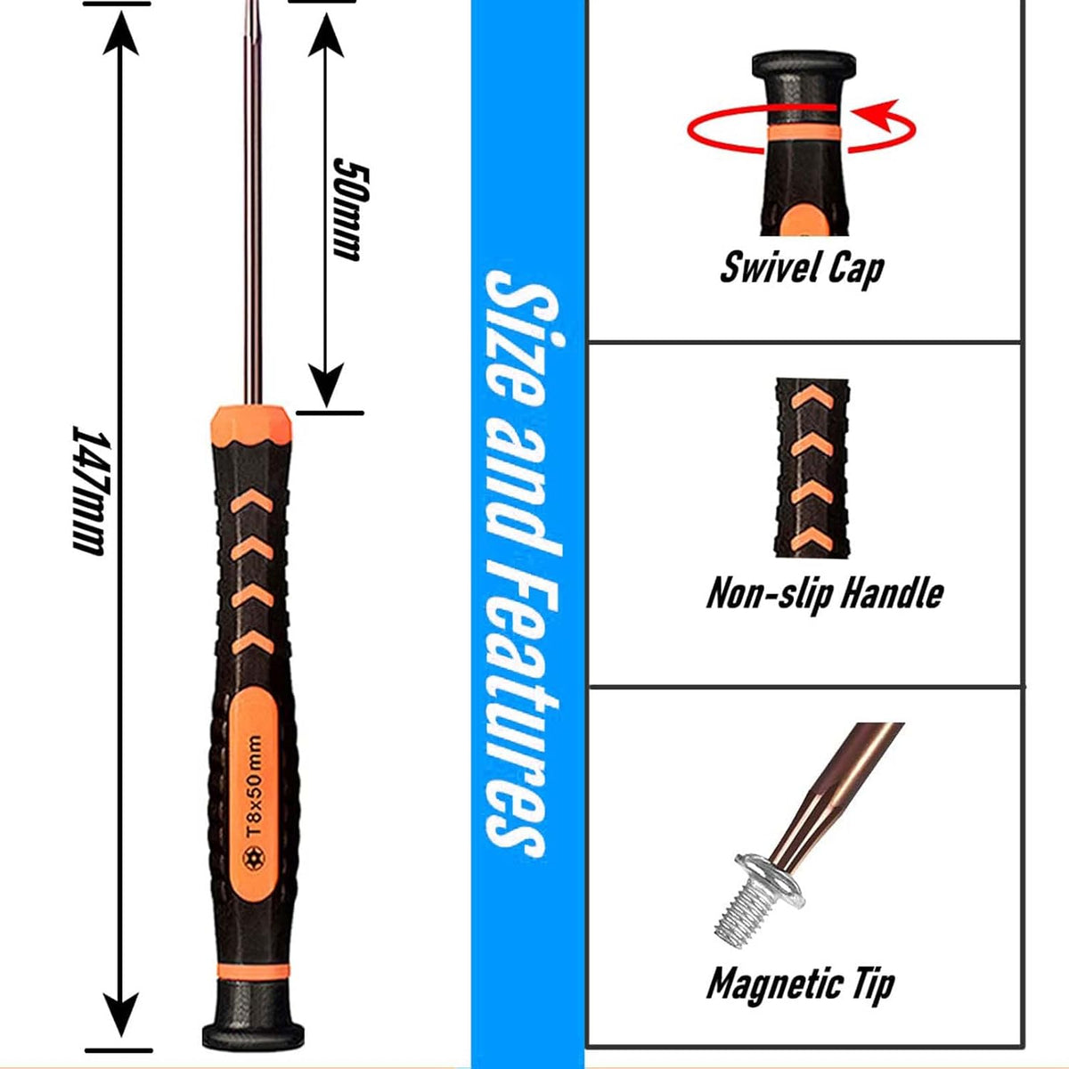 10-Piece Magnetic Torx Screwdriver Set (T2-T15)