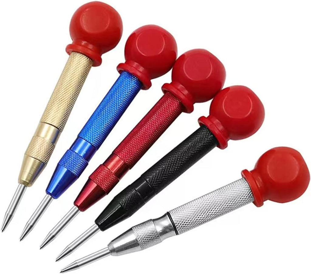 5Pieces Automatic Center Punch 5 Inch Center Hole Punch Adjustable Spring Loaded Metal
