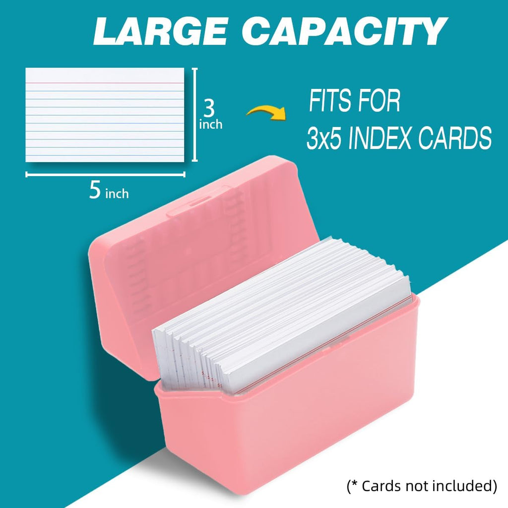 H4D Index Card Holder 3x5, Index Card Box Organizer, 3 Pack, Pastel Colors