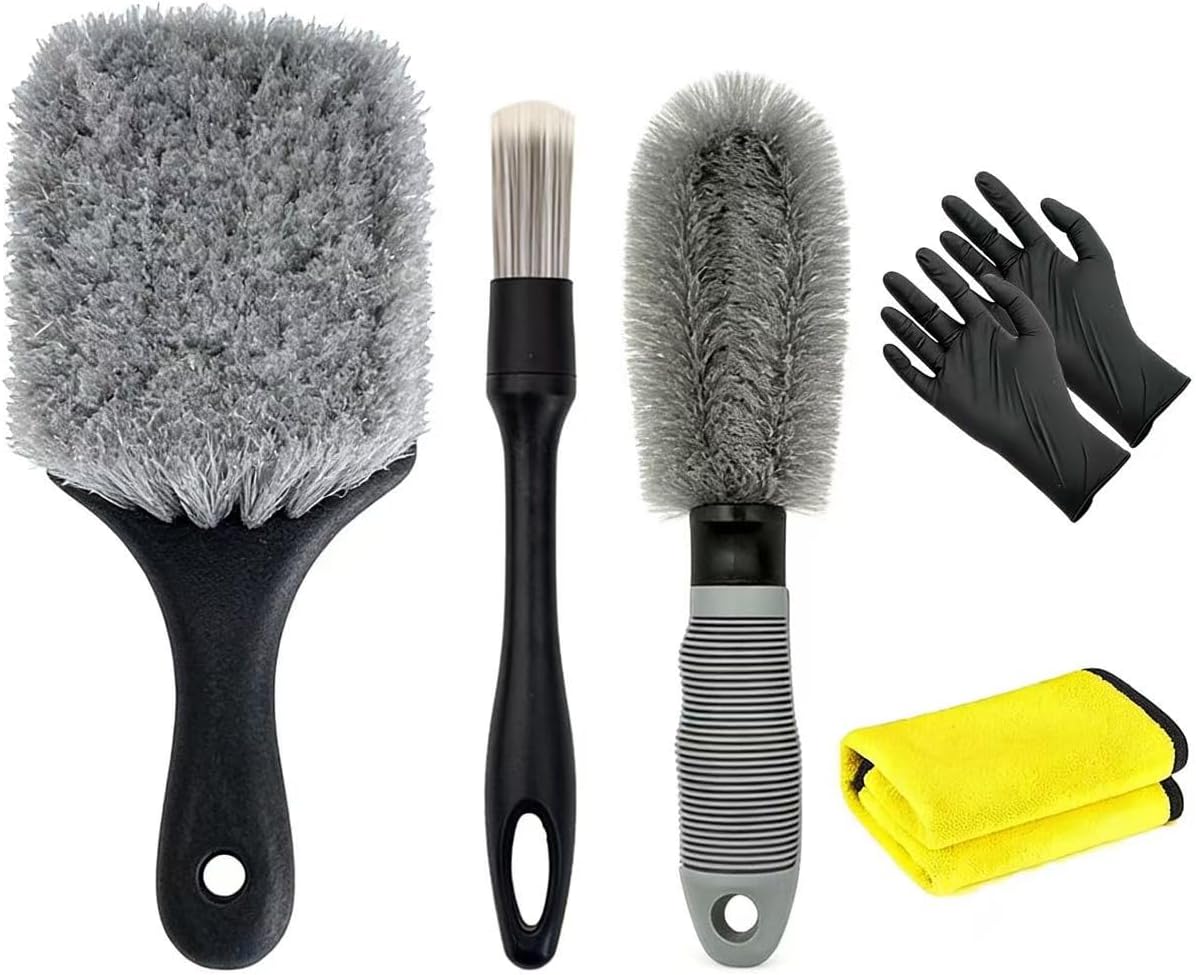 5PCS Car Wheel Cleaning Kit, Motorcycle or Bicycle Tire Brush Washing Tool Kit: Tyre