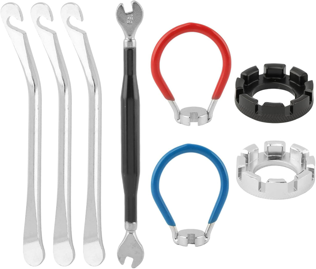 Bike Spoke Wrench Tool Kit, 8PC Bicycle Spoke Wrenches with Tire Levers