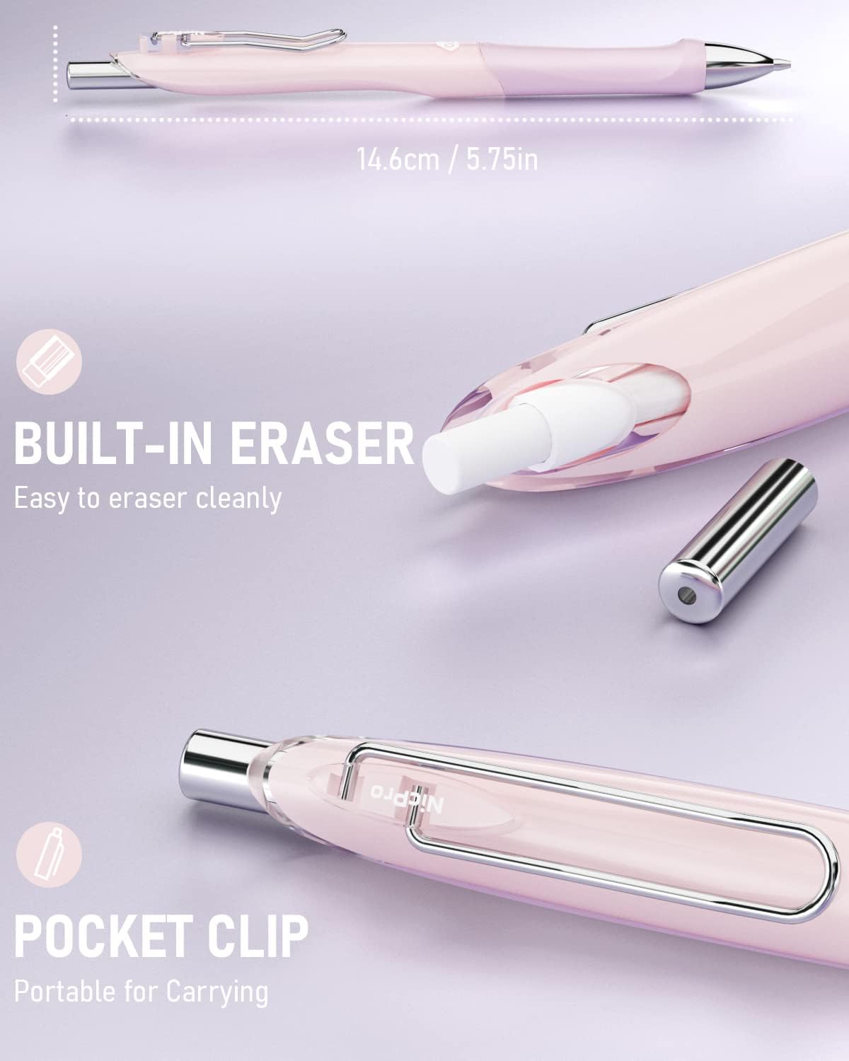 Nicpro 6PCS Pastel Mechanical Pencil Set 0.5 mm