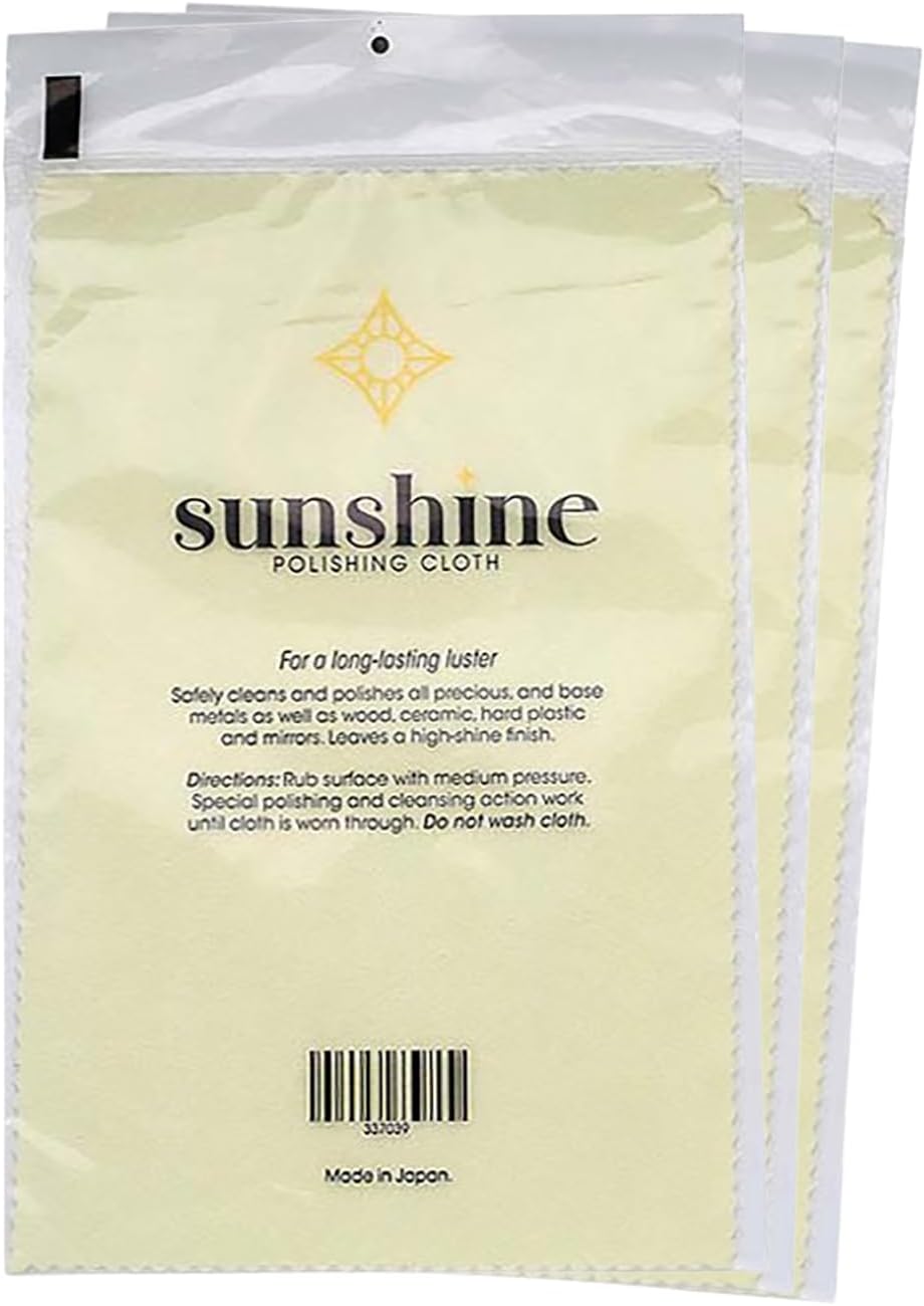 3 Sunshine Polishing Cloths for Sterling Silver, Gold