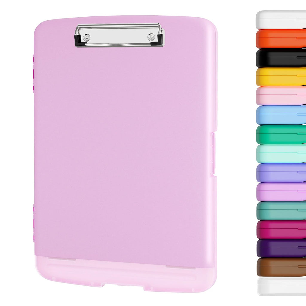 Piasoenc Clipboard with Storage, 8.5 x 11 Clip Board with Pen Holder, Red