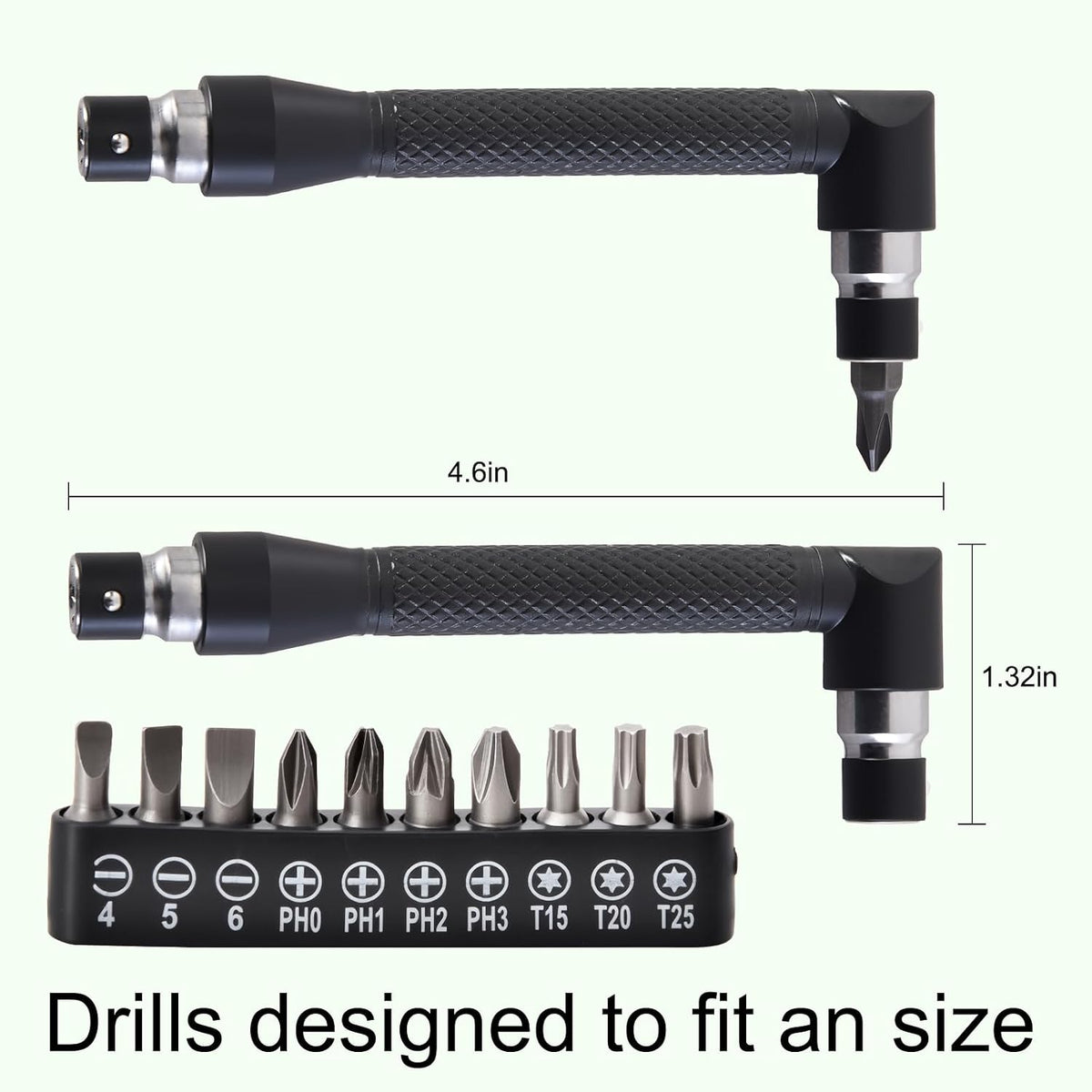 17Pcs Flexible Drill Bit Extension Kit, 1/4" 3/8" 1/2" Adapters