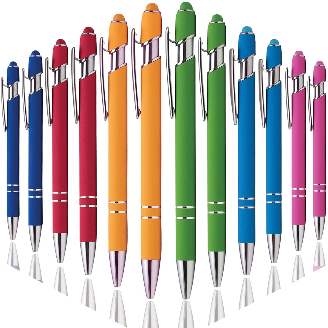 Oddmoal Ballpoint Pen with Stylus Tip, Soft Touch Click Metal Pen, 1.0mm Medium Point