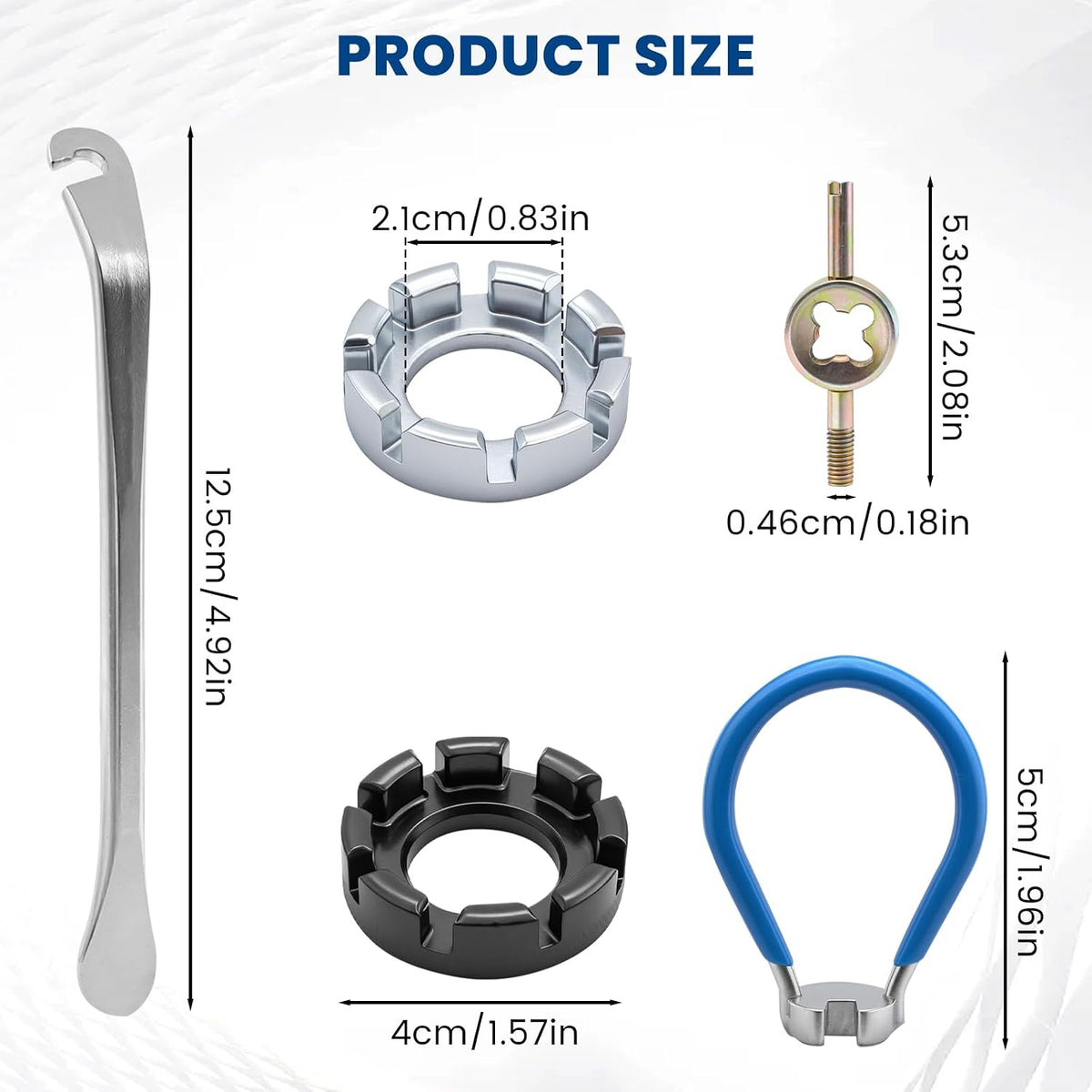 9 Pcs Bike Spoke Wrenches, Bike Spoke Tool Kit with 9 Bicycle Tire Levers