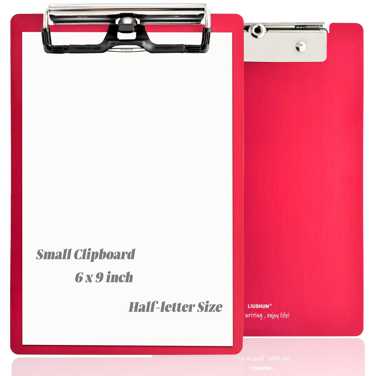 Small Aluminum Clipboard Metal A5 Memo Clip Boards w/Hangable Pen Holder