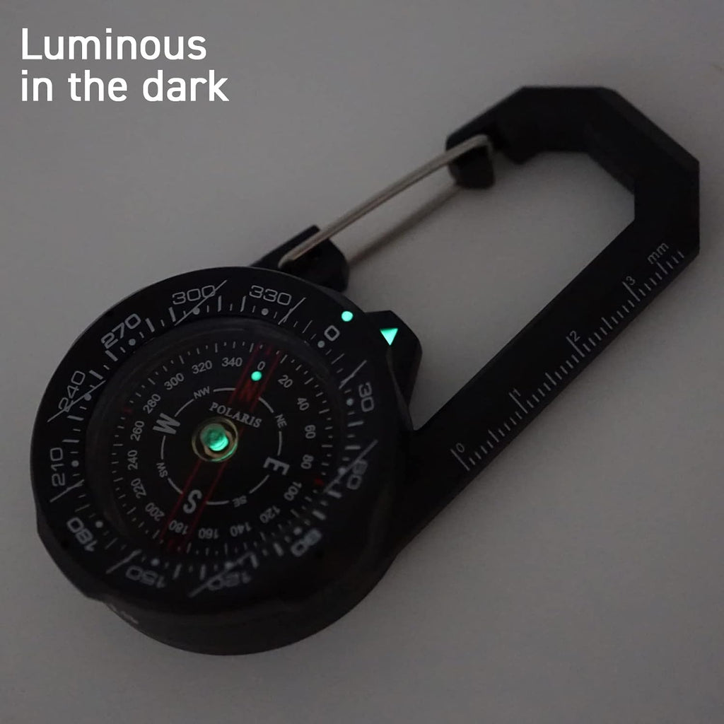 Polaris Tough Clip on Compass 60M Waterproof with Rotating Bezel Water Resistant for