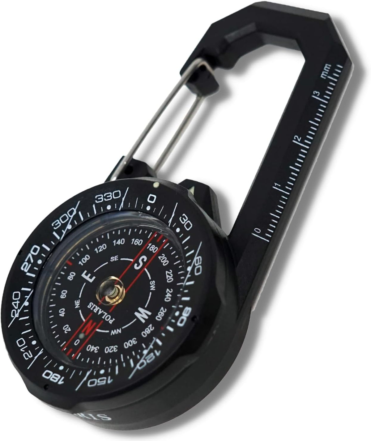 Polaris Tough Clip on Compass 60M Waterproof with Rotating Bezel Water Resistant for