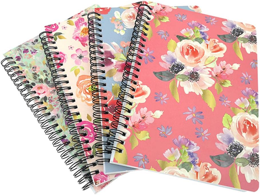 4 Pack A5 Spiral Notebook Journal,Wirebound Ruled Sketch Book Notepad Diary Memo Planner