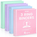 Sooez 1 Inch Binders 3 Ring, 4 Pack Lightweight Binders with Slim Flexible PP Covers