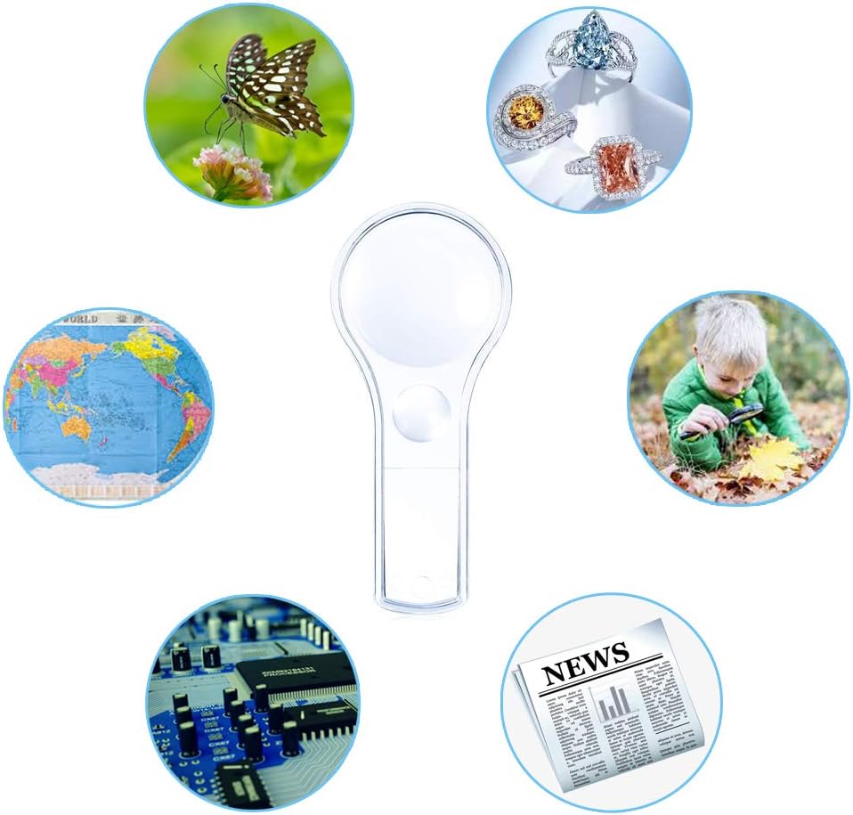 24 Pack Magnifying Glass Kids Plastic Magnifier Hand Lenses 5X and 15X