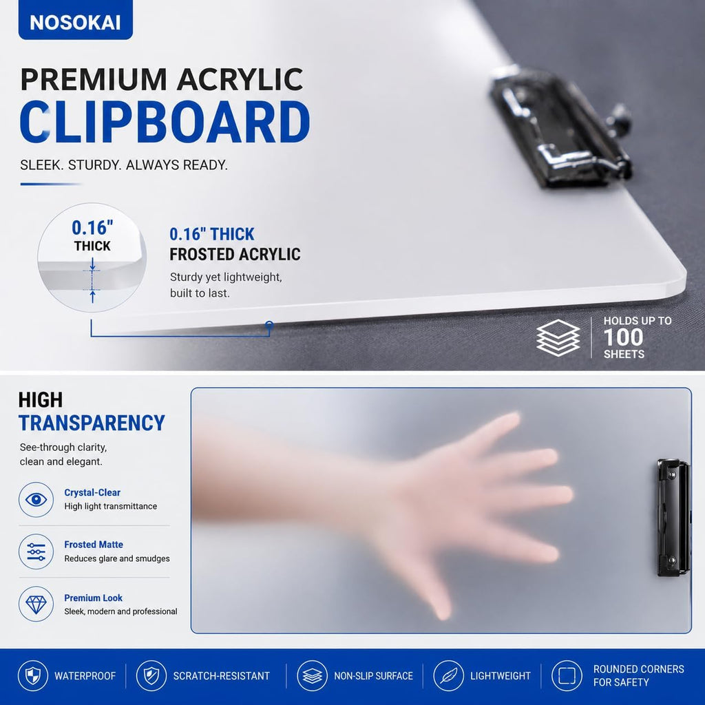 Clipboard with Pen Holder A3 Size 11" x 17", (White