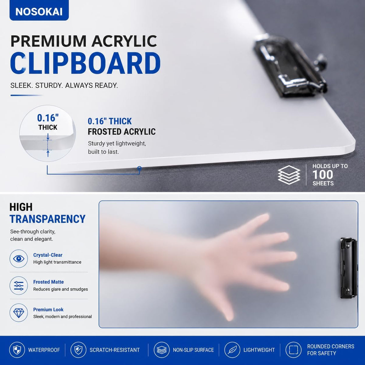Clipboard with Pen Holder A3 Size 11" x 17", (White