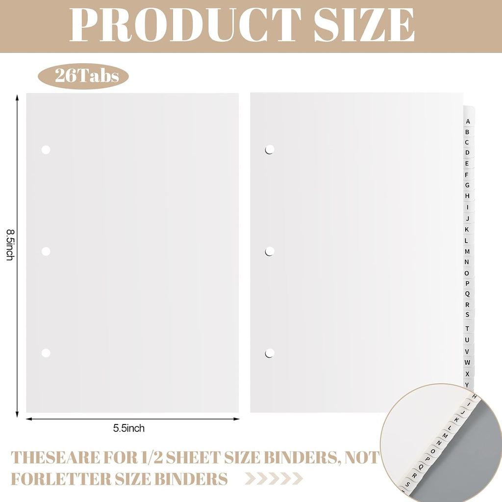Sayglossy A - Z Tab Alphabet Dividers 3 Ring Binder Organizer