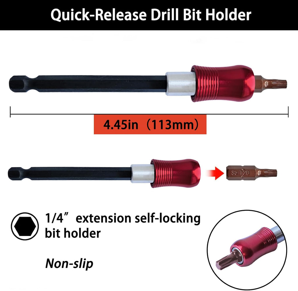 Torx Bit Set 28+1pcs (T5-T50), 1/4 Hex-Shank S2 Steel Security Torx Bit Set