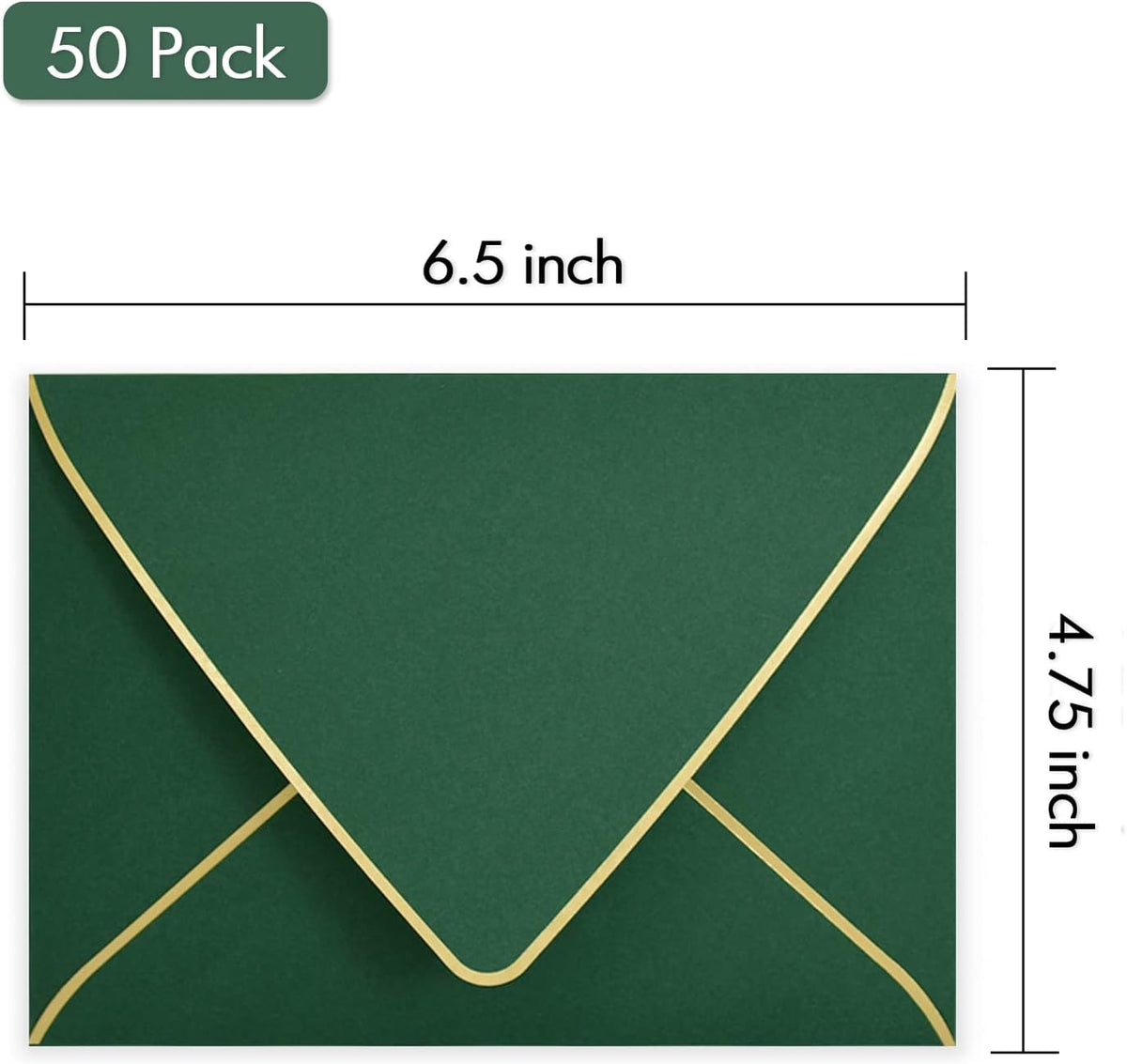 A6 Green Envelopes With Gold Border 4 x 6 - V flap, Quick Self Seal