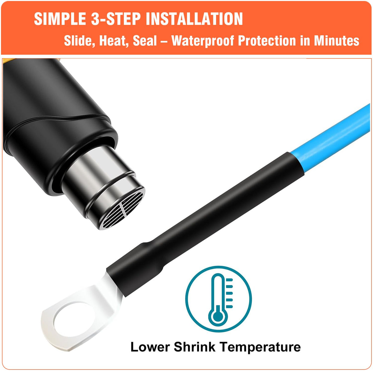 8 -Size Heat Shrink Tubing Kit – 3:1 Shrink Ratio, 73.3 ft Total, Flame Retardant