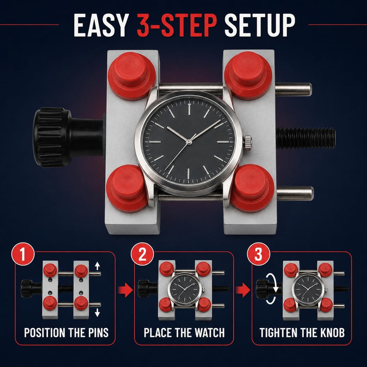Adjustable Watch Case and Movement Holder, Up to 60mm Watchmaker Tool