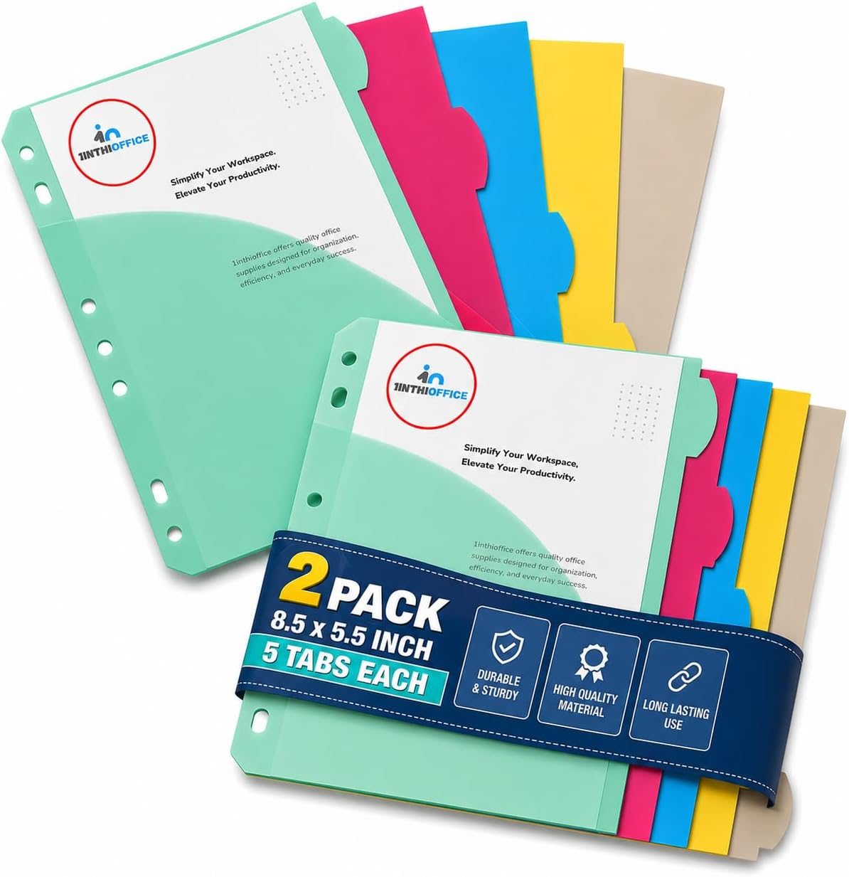 1InTheOffice Mini Binder Divider, Pocket Divider tabs with Pockets