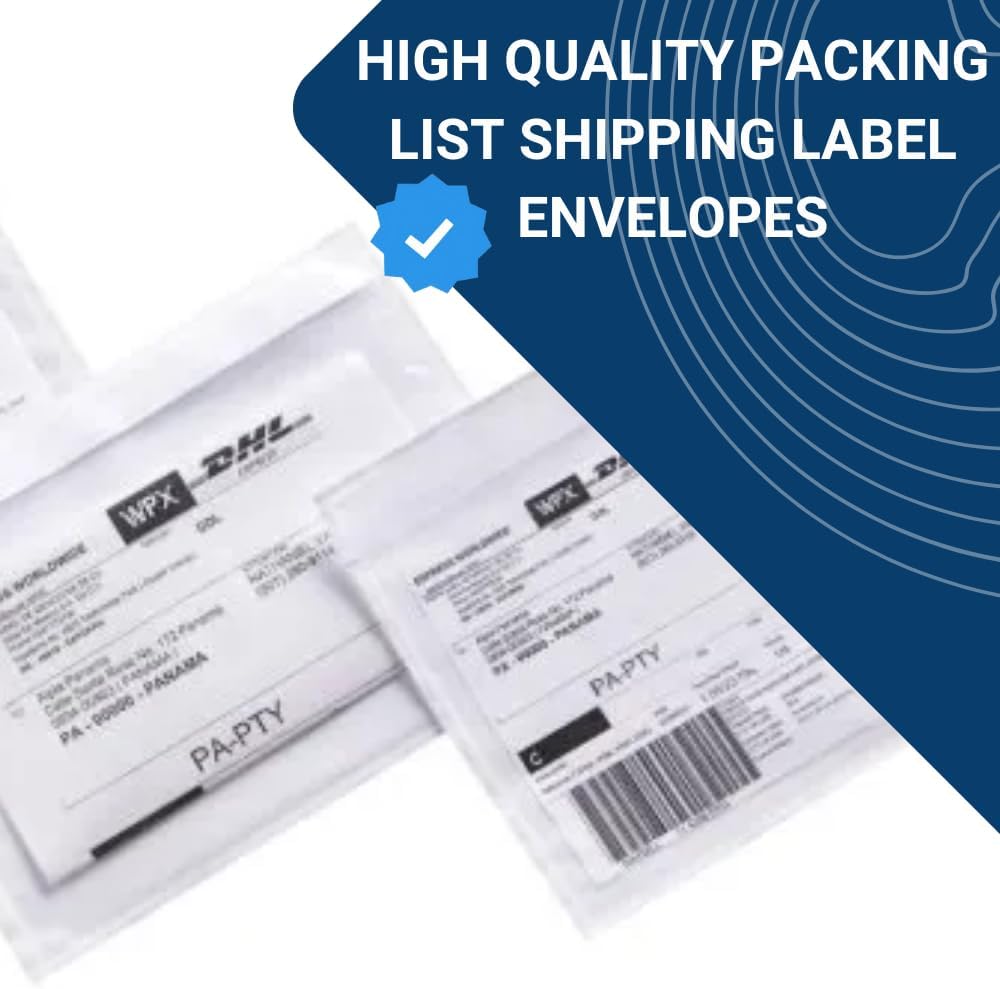 200 Units, 7.5"x5.5" Clear Packing List Shipping Label Envelopes - Heavy Duty Adhesive