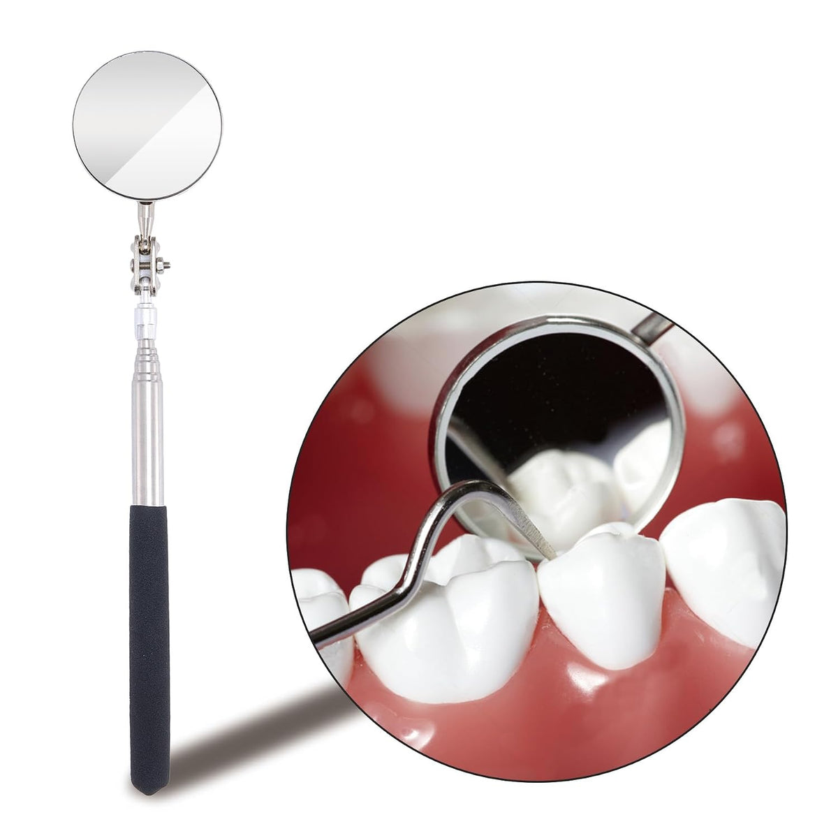 4 Pieces Telescoping Inspection Mirror Telescoping LED Lighted Flexible Inspection Mirror
