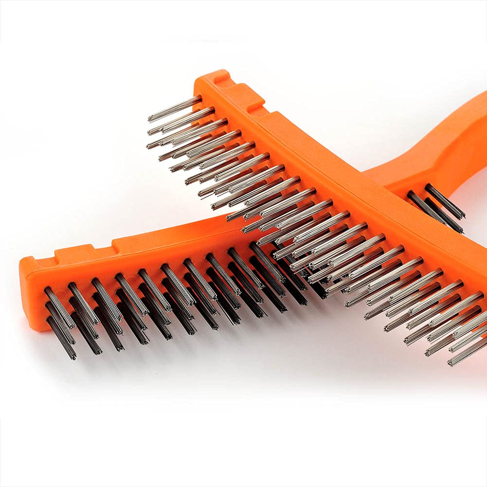MAXMAN Wire Brush Set 14", Stainless/Carbon Steel Bristles, Rust Remover