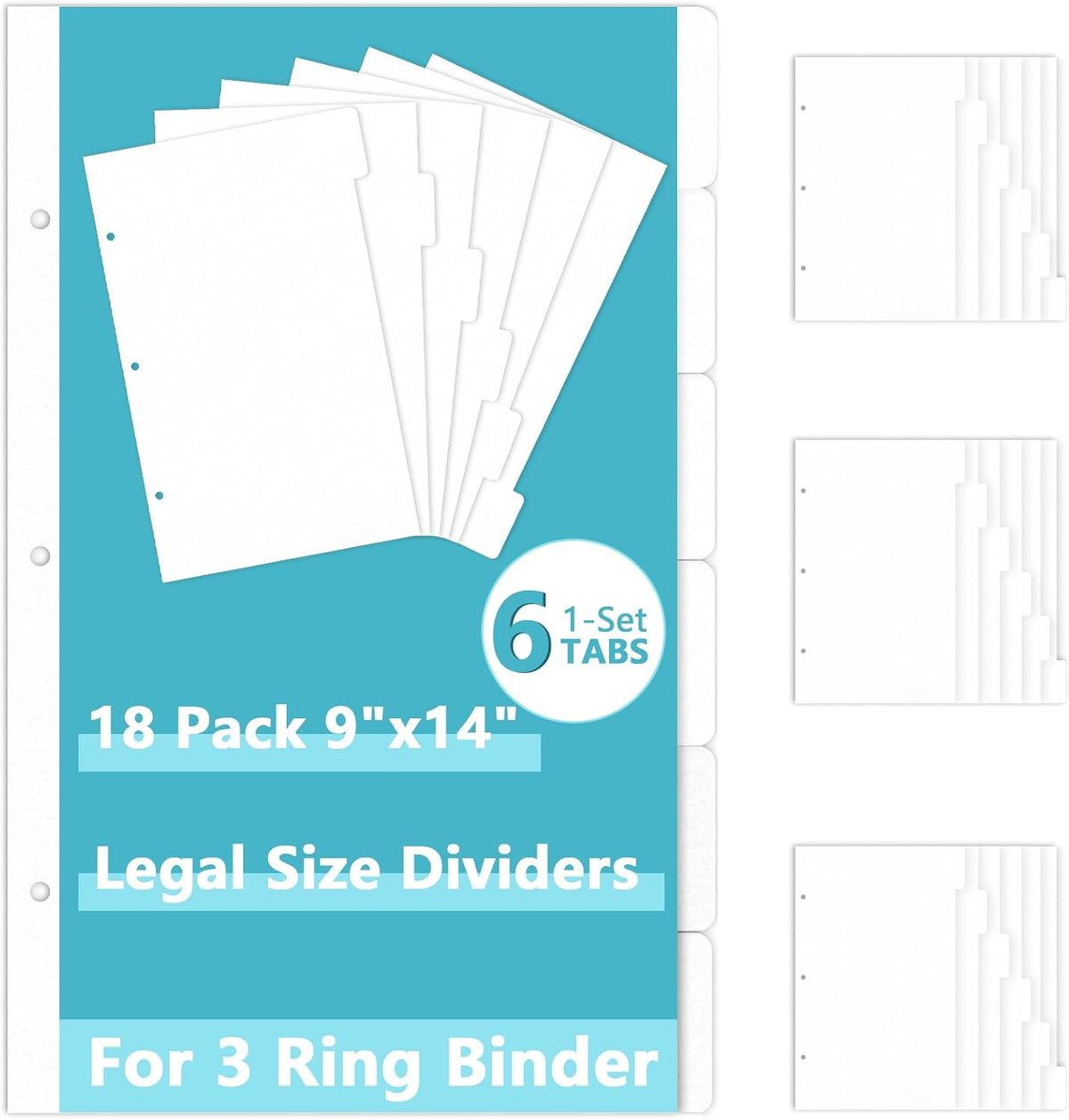 18 Sheets 9x14 Inch Legal Size Tabbed Dividers 3 Ring Binder Legal Size Binder Dividers