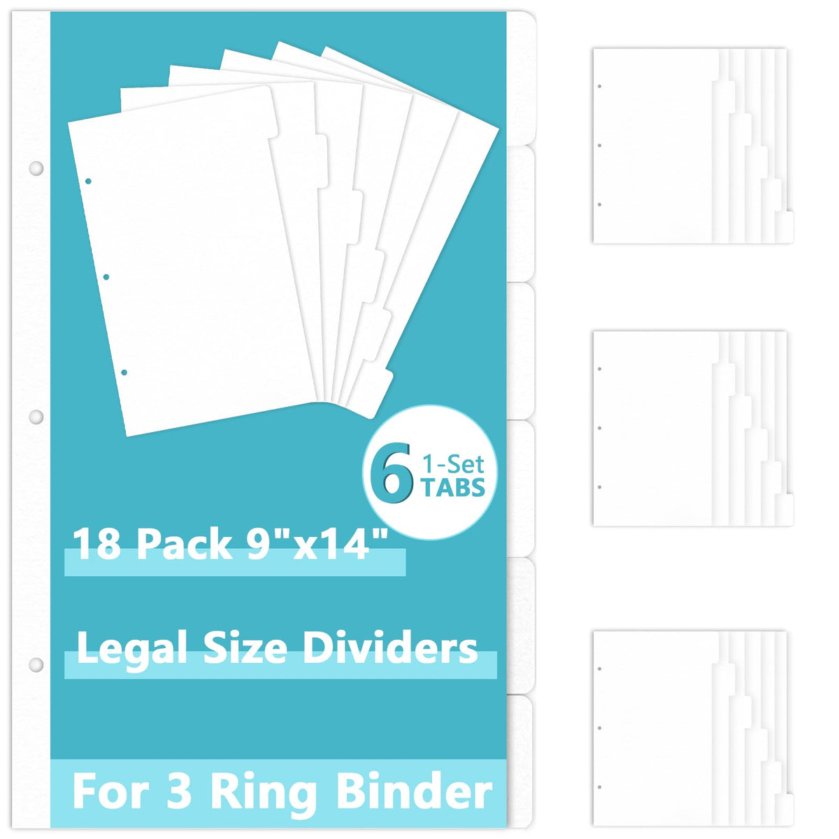 18 Sheets 9x14 Inch Legal Size Tabbed Dividers 3 Ring Binder Legal Size Binder Dividers