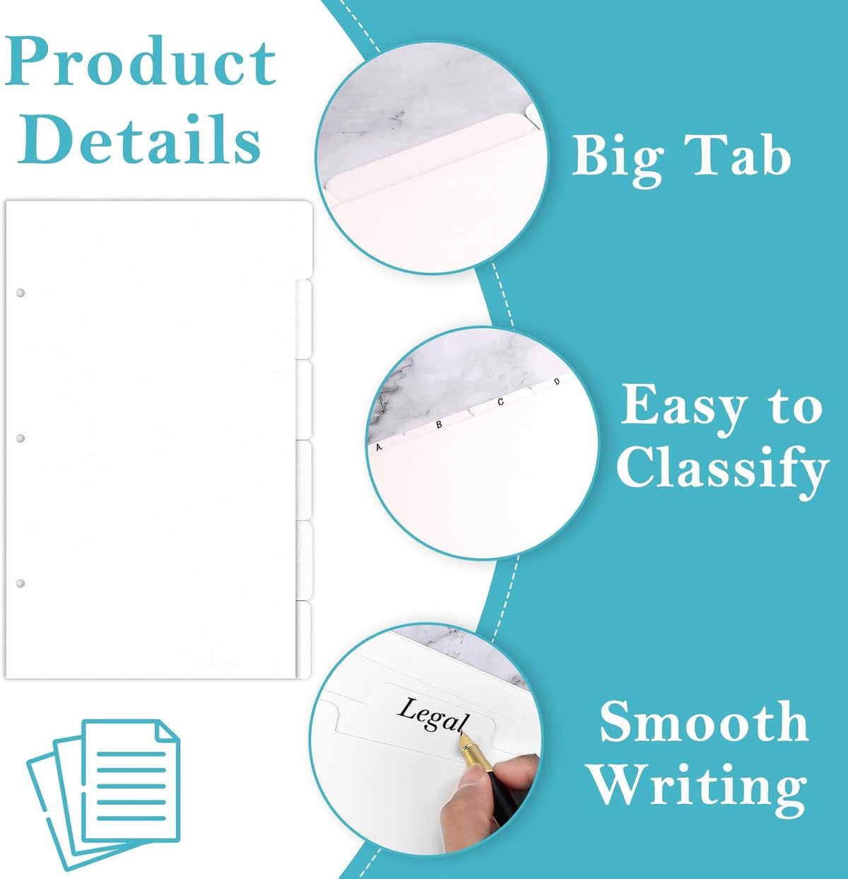 18 Sheets 9x14 Inch Legal Size Tabbed Dividers 3 Ring Binder Legal Size Binder Dividers