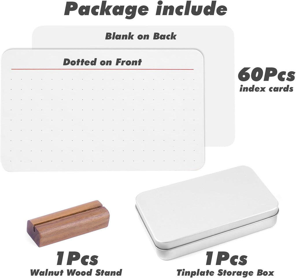 Dotted Index Cards, 3x5, Thick Heavyweight 350gsm Cards, 60 Count, To Do List